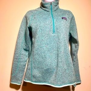 Patagonia Logo Better Sweater Teal 1/4 Zip Knit Poly Pullover Women's Sz M